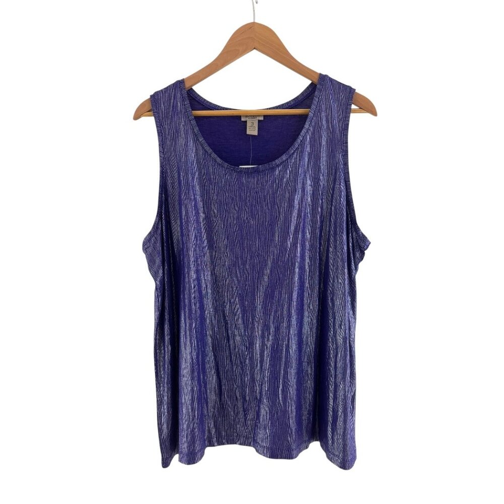 Easywear by Chico's Purple Foiled‎ Tank Top Shirt Size 3 = XL/16 New Shimmer